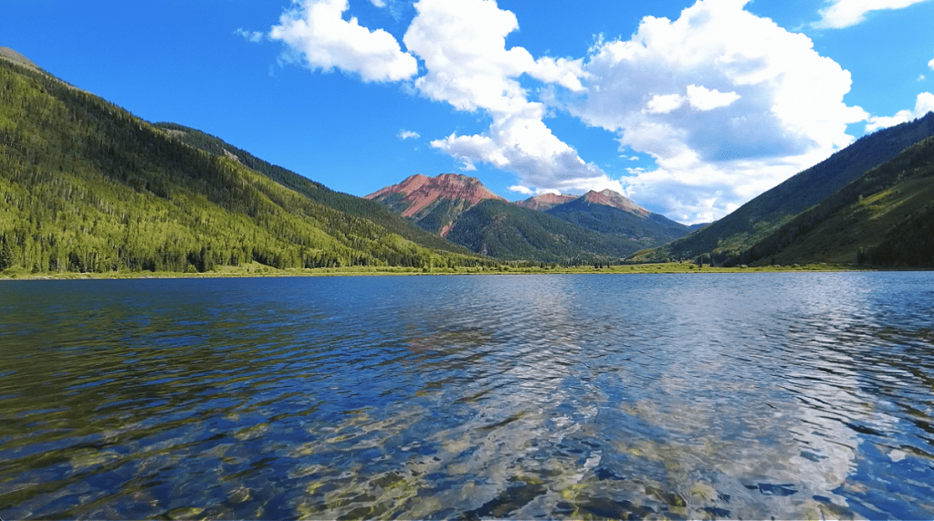 Breathtaking view of Crystal Lake in Ironton, Colorado around the halfway point of the Ouray 100 ultramarathon