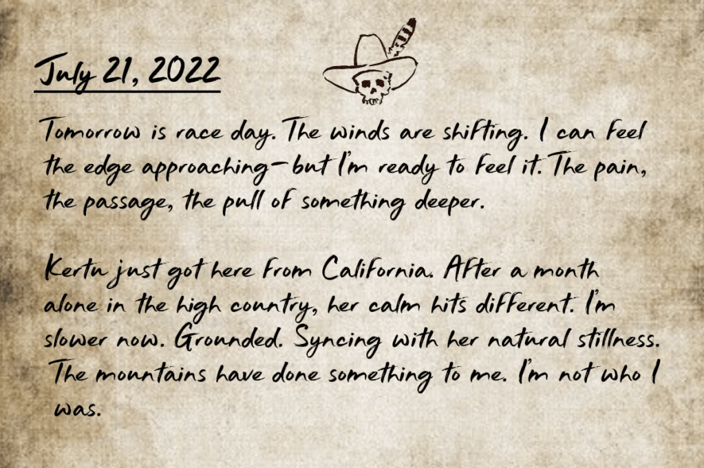 A third journal entry from a month long high altitude adventure in the San Juan Mountains on distressed old paper